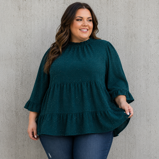 Tiered Tunic Shimmer Blouse