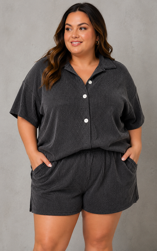 Black Everyday Comfy Rib Set