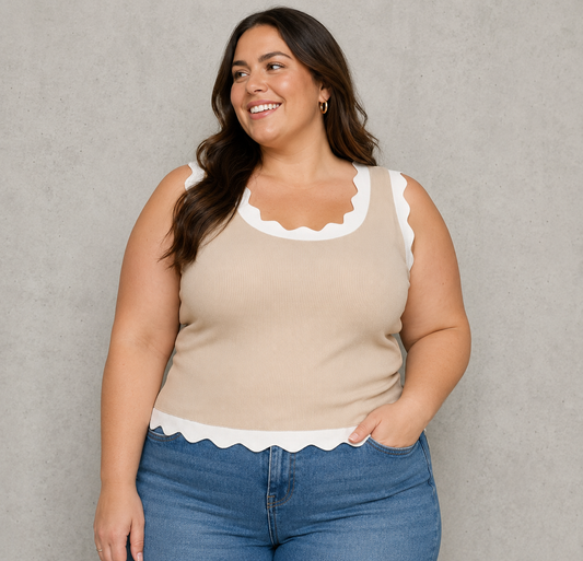 Scallop Detail Knit Tank