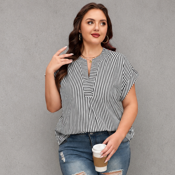 Black Stripe Dolman Sleeve Blouse