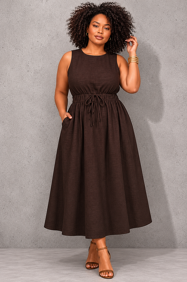 Linen Sleeveless A-Line Dress