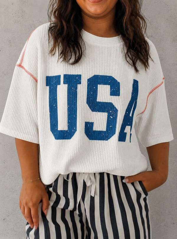 Vintage USA Letter Printed Shirt