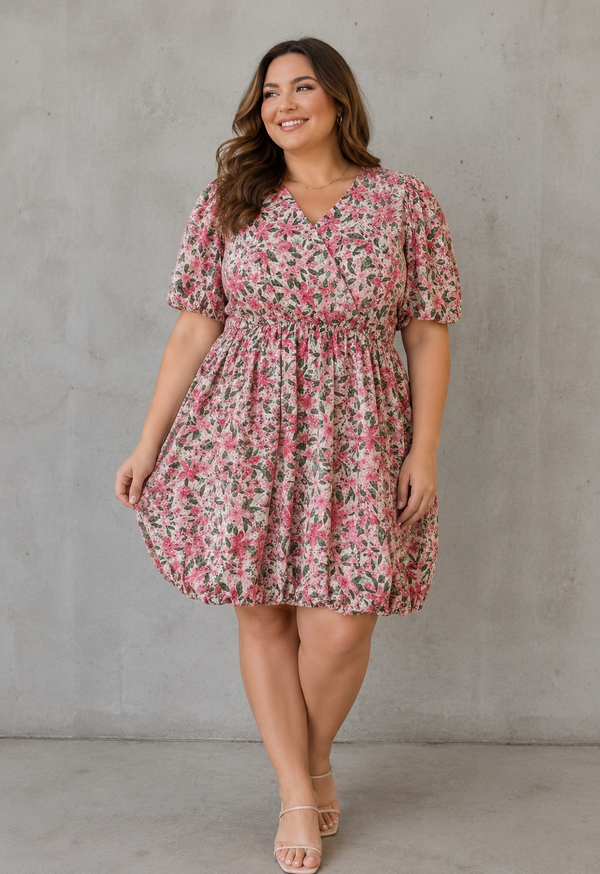 Pink Floral Bubble Dress