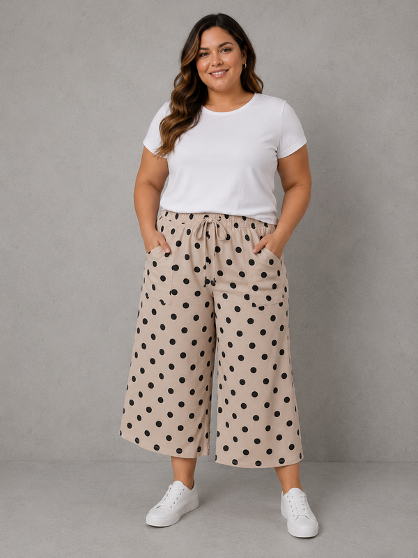 Elastic Waist Polka Dot Pants