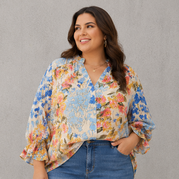 Floral Print Button Down Top