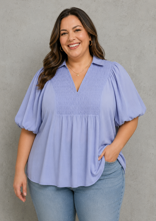 Exaggerated Bubble Sleeve Top