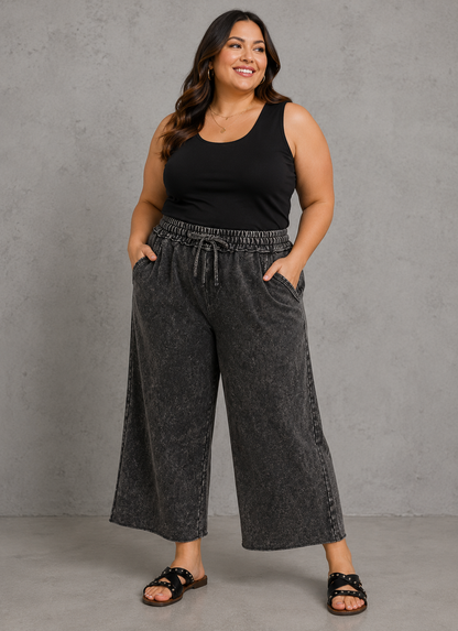 Acid Washed Crop Pants