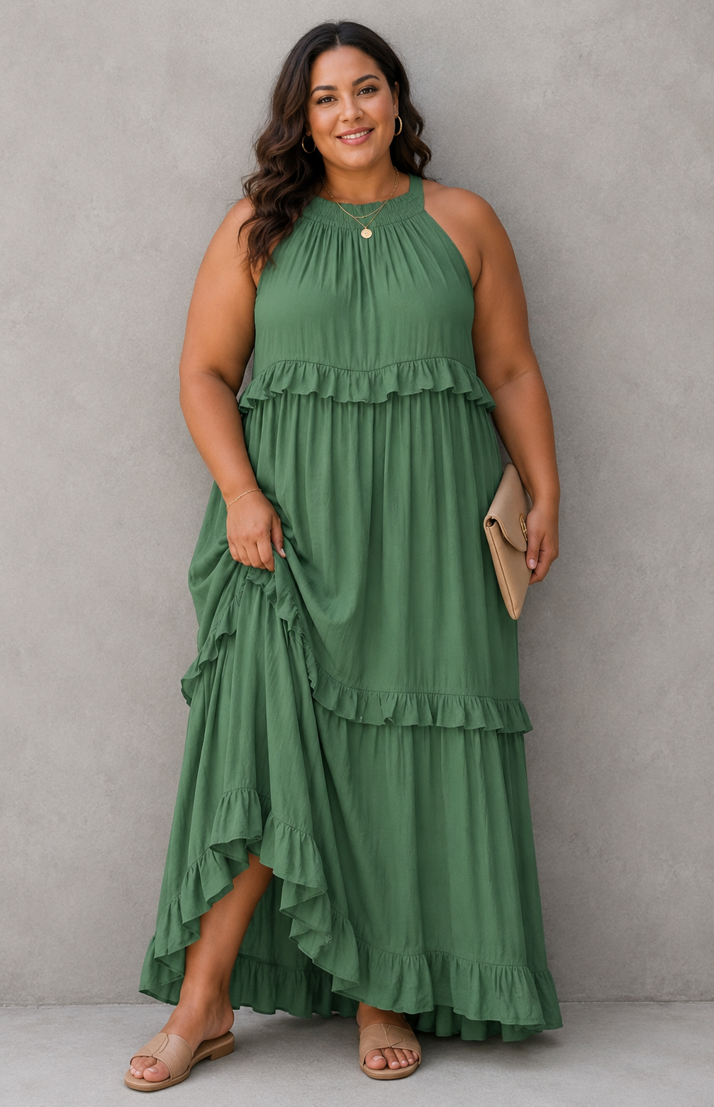 Beach Maxi Dress With Ruffle Hem