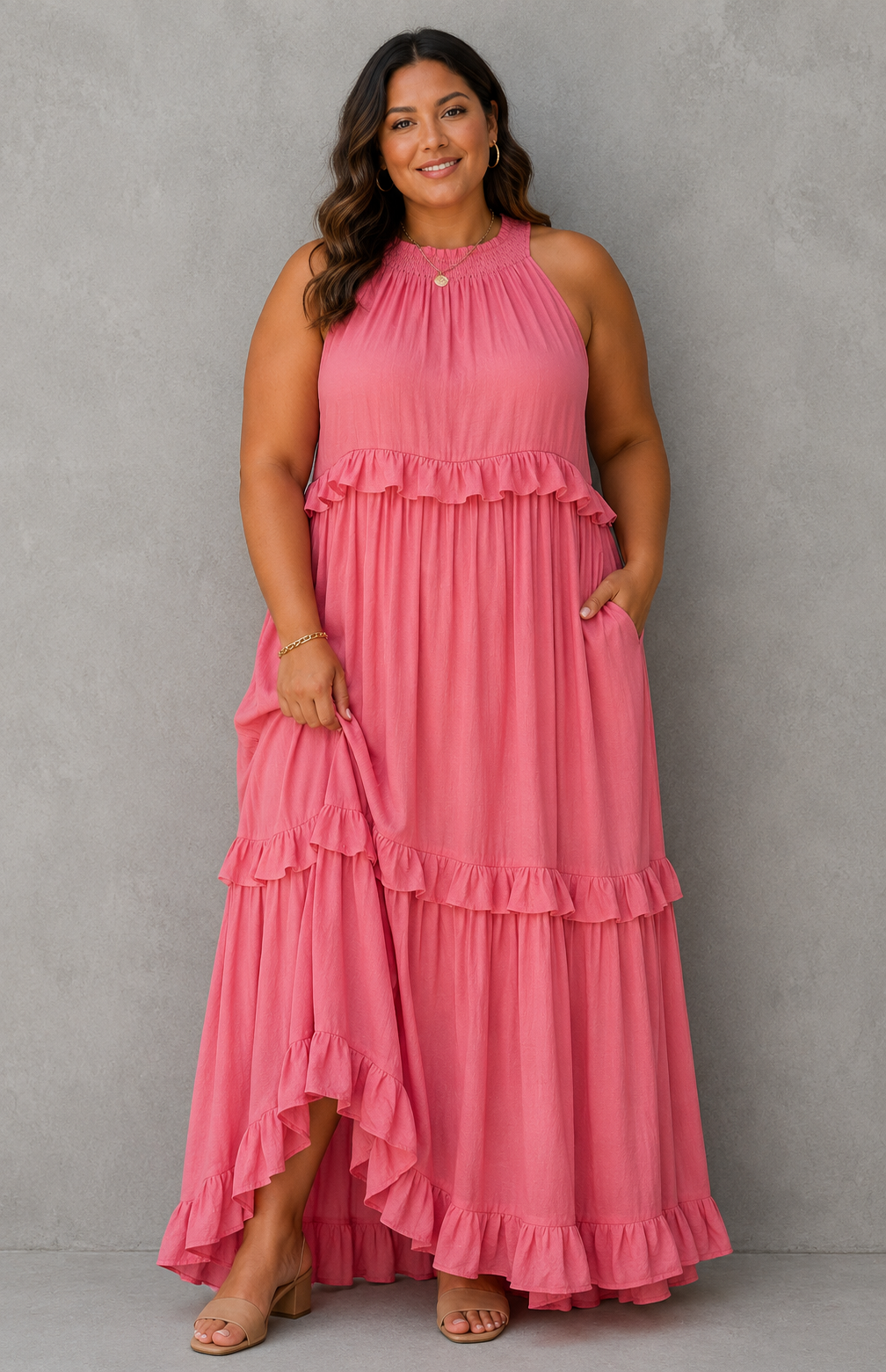 Beach Maxi Dress With Ruffle Hem