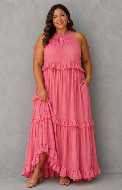 Beach Maxi Dress With Ruffle Hem