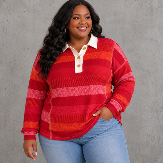Striped Rugby Polo Sweater