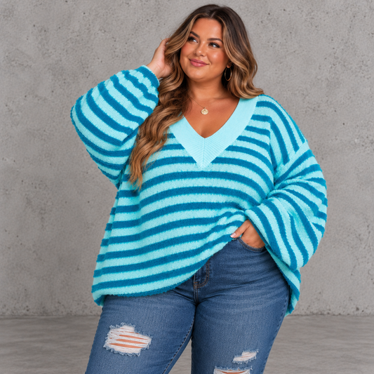 Striped Fuzzy Sweater