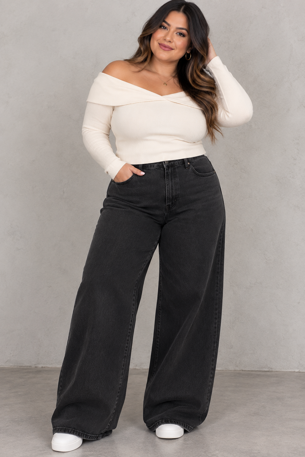 Off-Shoulder Knit Top