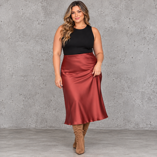 Satin Midi Skirt