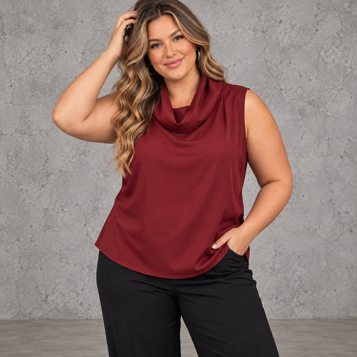 Silk Cowl Neck Top