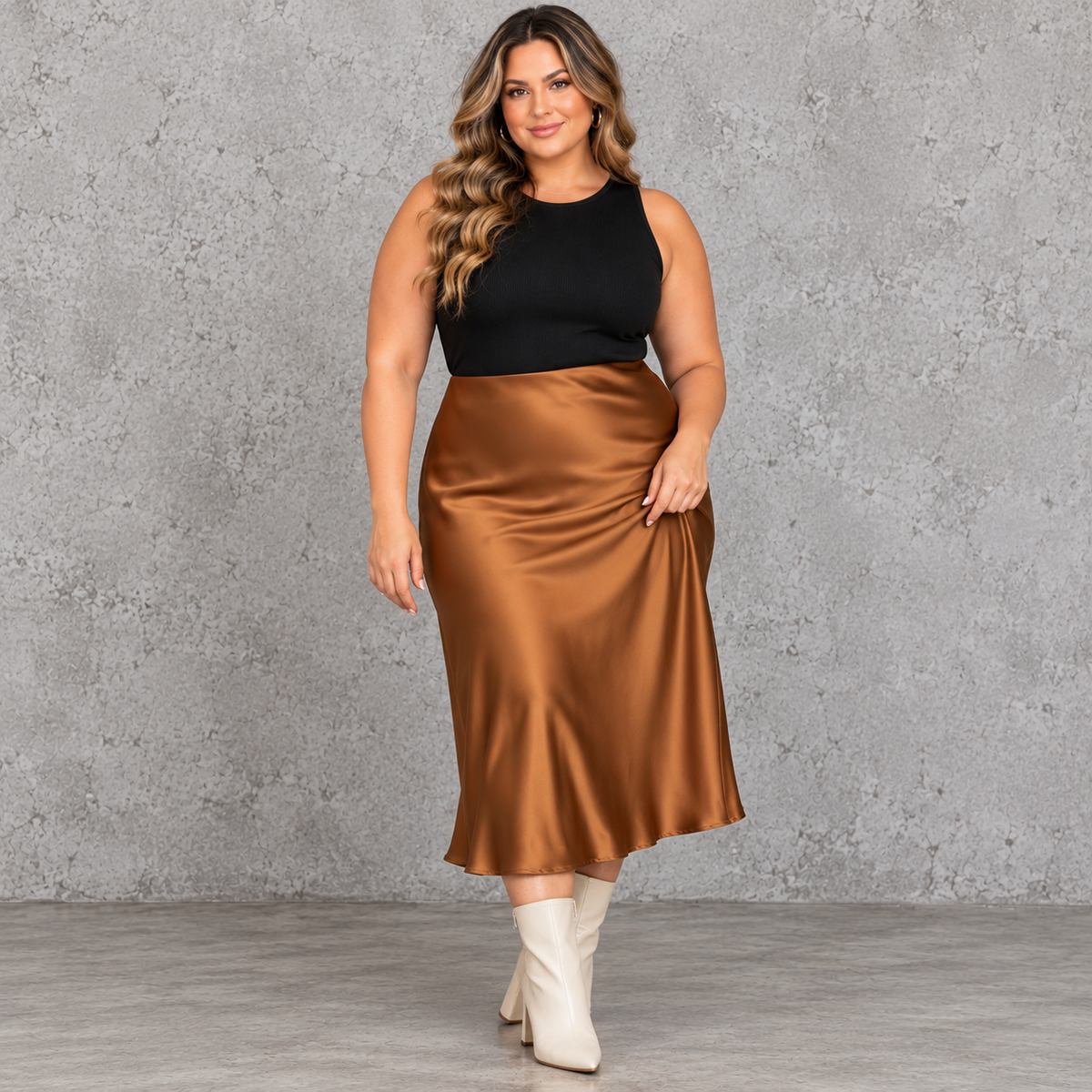 Satin Midi Skirt