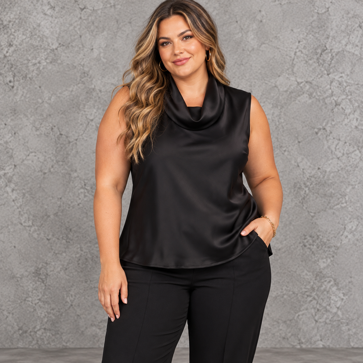 Silk Cowl Neck Top