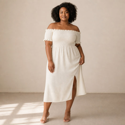 Chiffon Off the Shoulder Midi