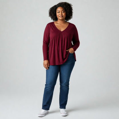 Basic Long Sleeve Babydoll Top