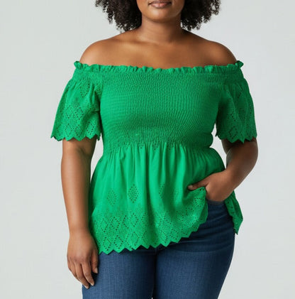 Smocked Eyelet Top