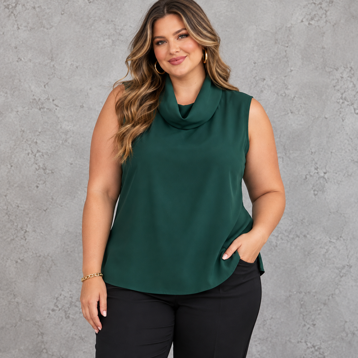 Silk Cowl Neck Top