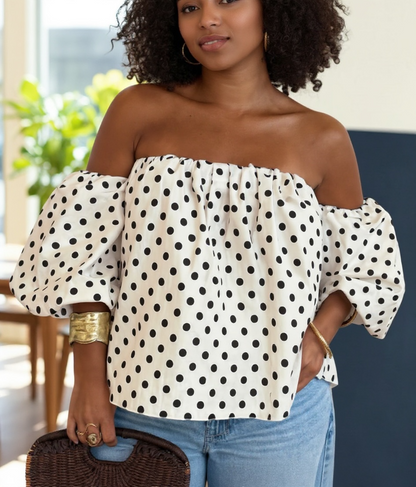 Polka Dot Off-Shoulder Top