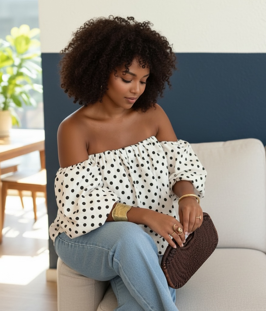 Polka Dot Off-Shoulder Top