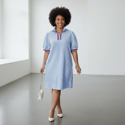 Contrast Striped Collar Dress