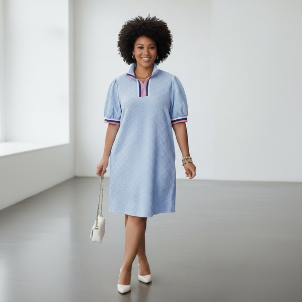Contrast Striped Collar Dress