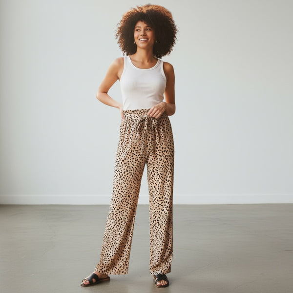 Animal Print Paperbag Pants