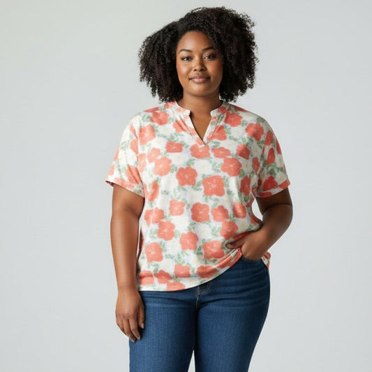 Coral Floral Shirt