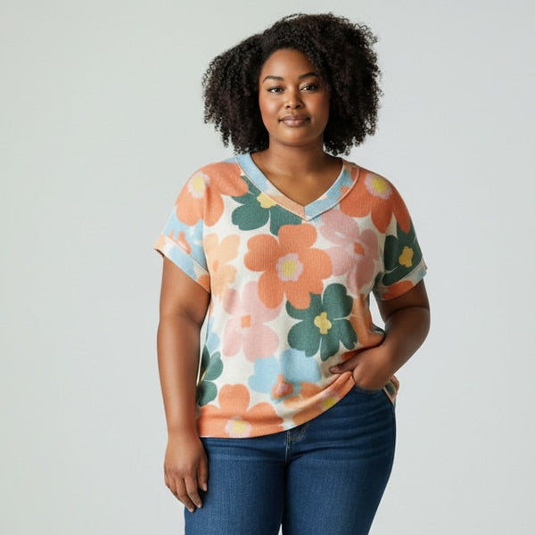 Summer Floral V-Neck Shirt