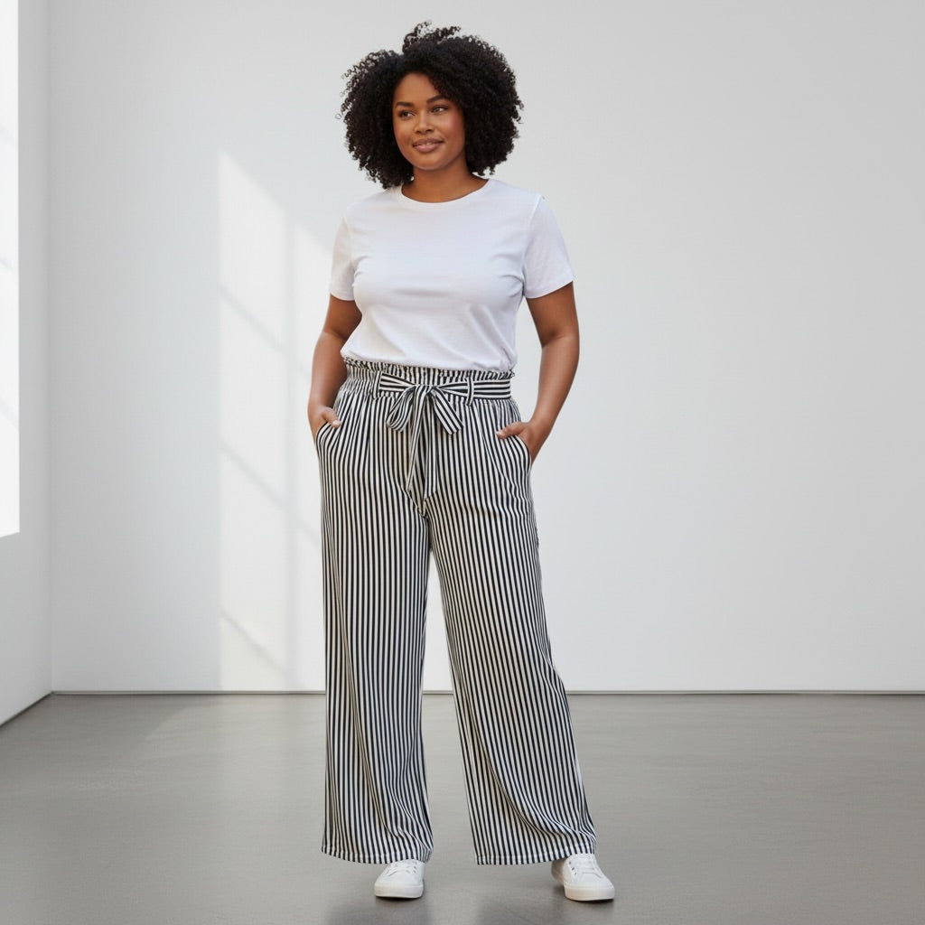 Black Stripe Crop Pant