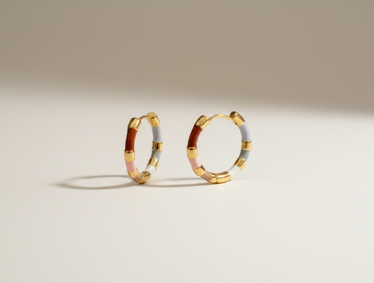 Color stripe hoop earrings