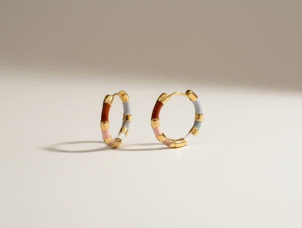 Color stripe hoop earrings