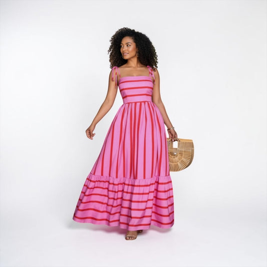 Pink and Red Striped Maxi