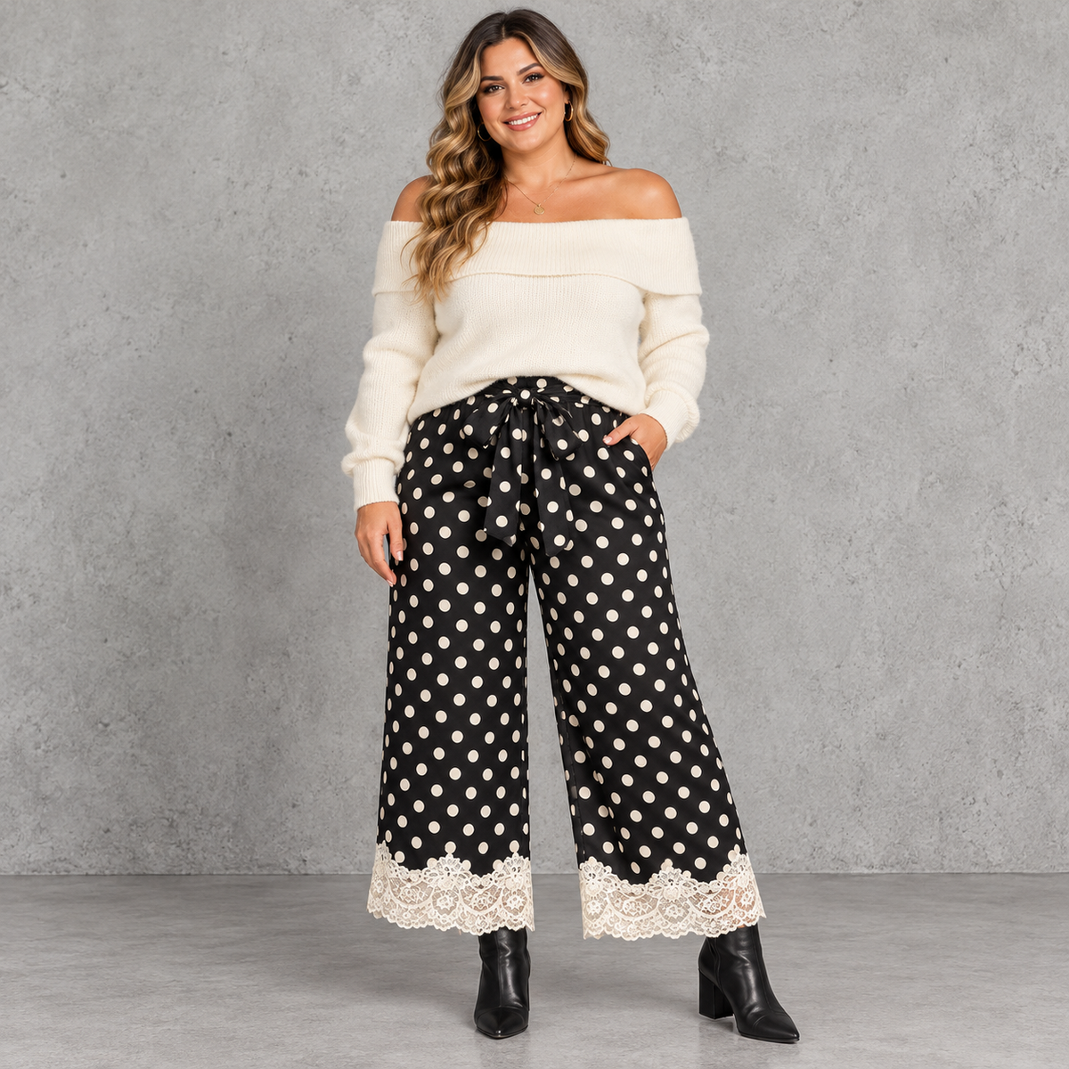 Satin&Lace Polka Dot Pants