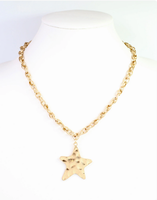 Hammered Star Link Necklace