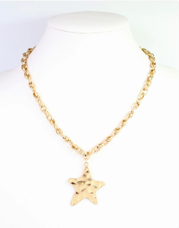 Hammered Star Link Necklace