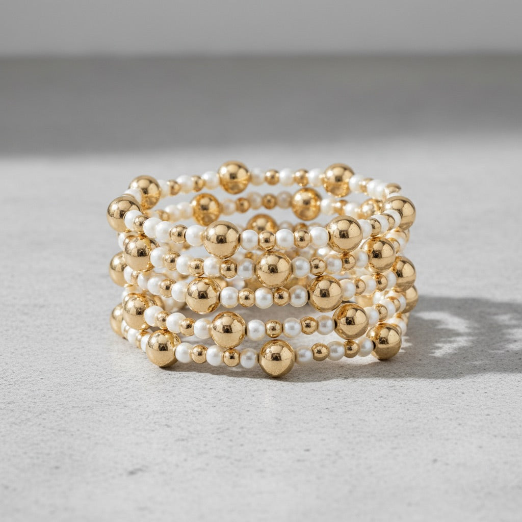 5 Row CCB Ball & Pearl Bracelet