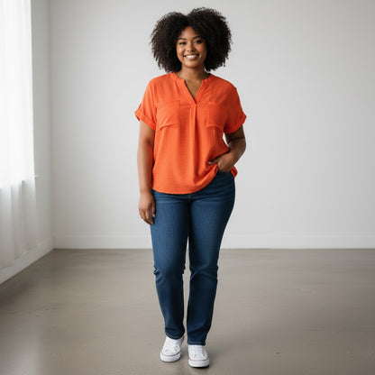 Short Sleeve V-Neck Blouse