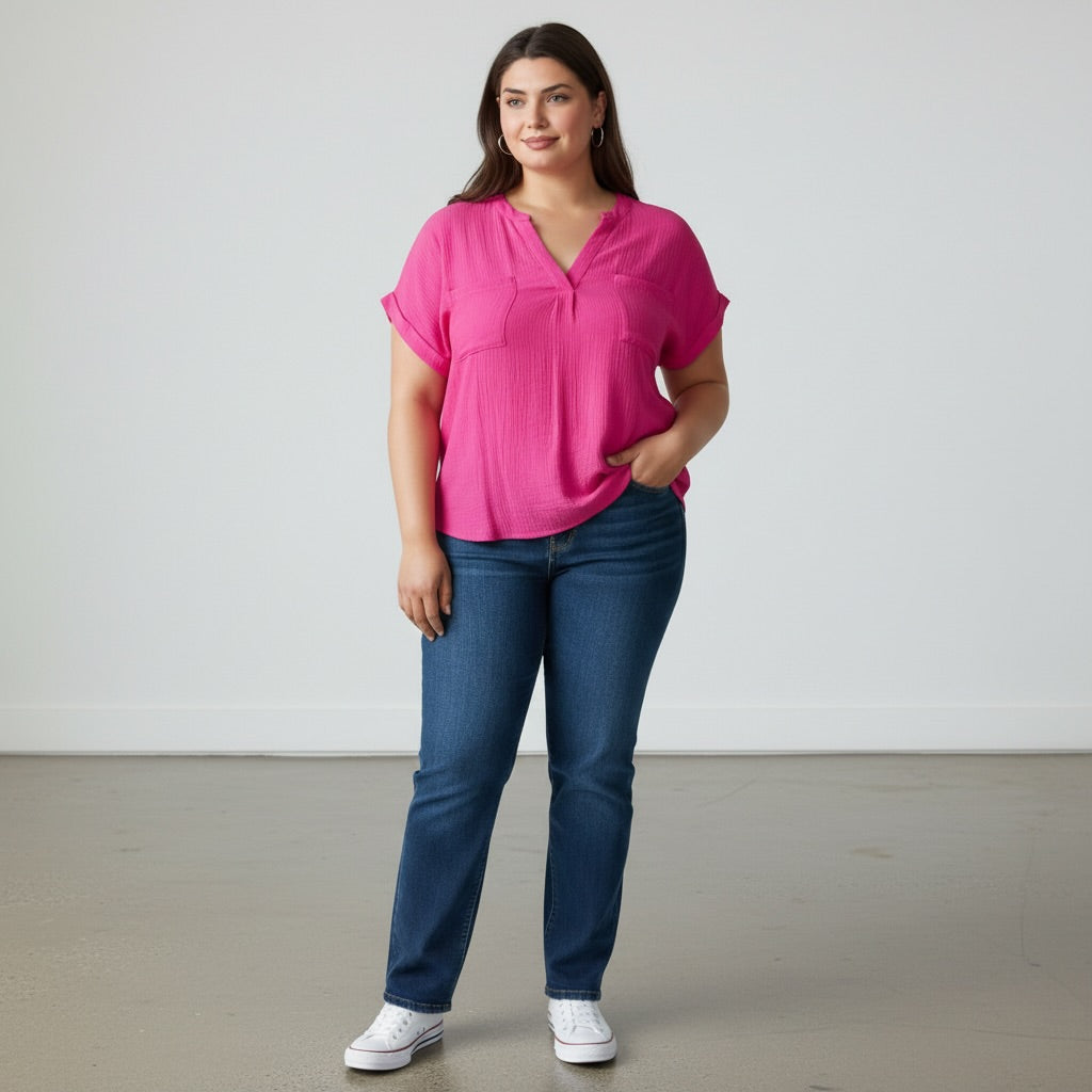 Short Sleeve V-Neck Blouse