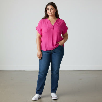 Short Sleeve V-Neck Blouse