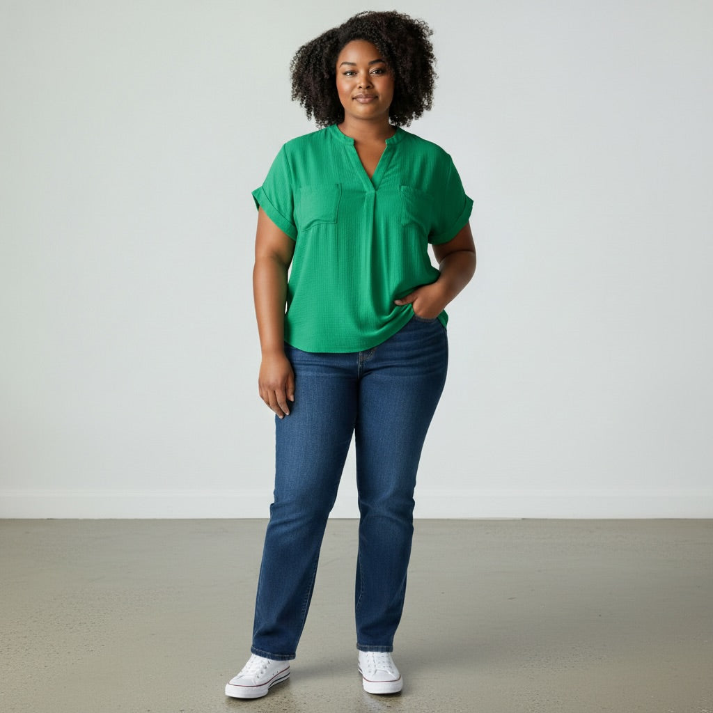 Short Sleeve V-Neck Blouse