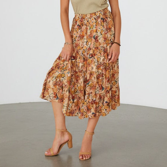 Bohemian Floral Tiered Skirt