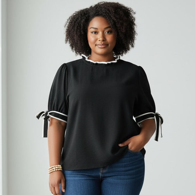 Contrast Piped Tie Top