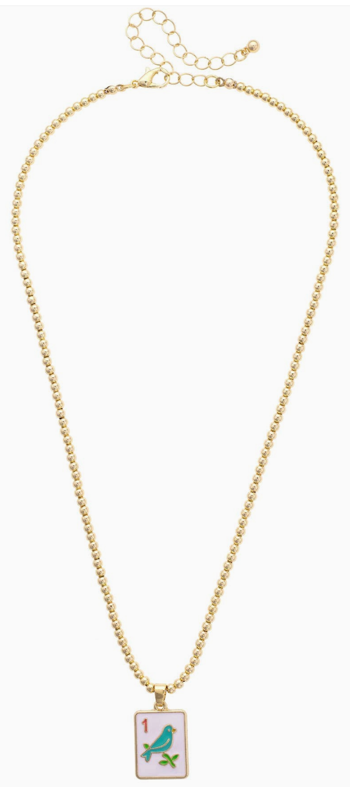 Sparrow Mahjong Tile Necklace