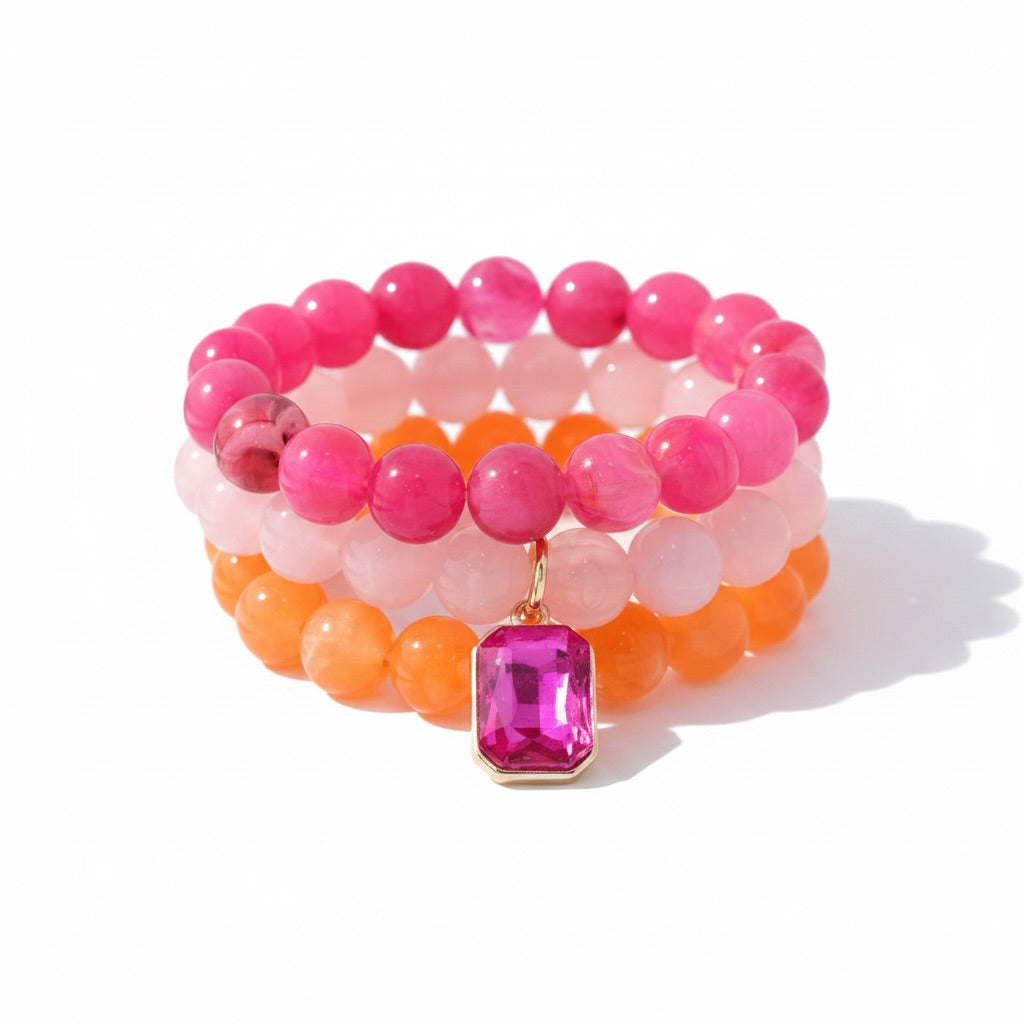 Glass Charm Bracelet Set