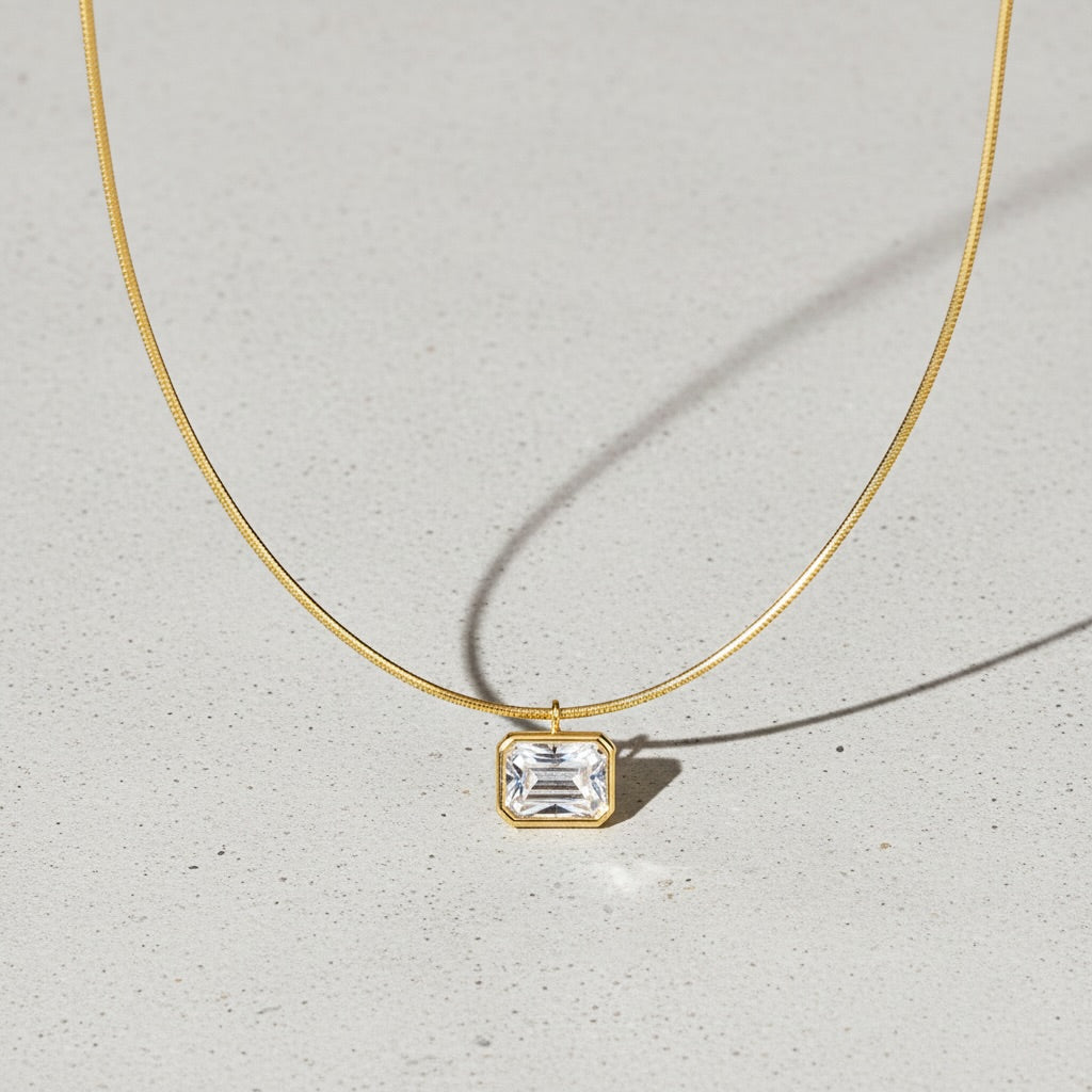 Emerald Cut CZ Collar Necklace