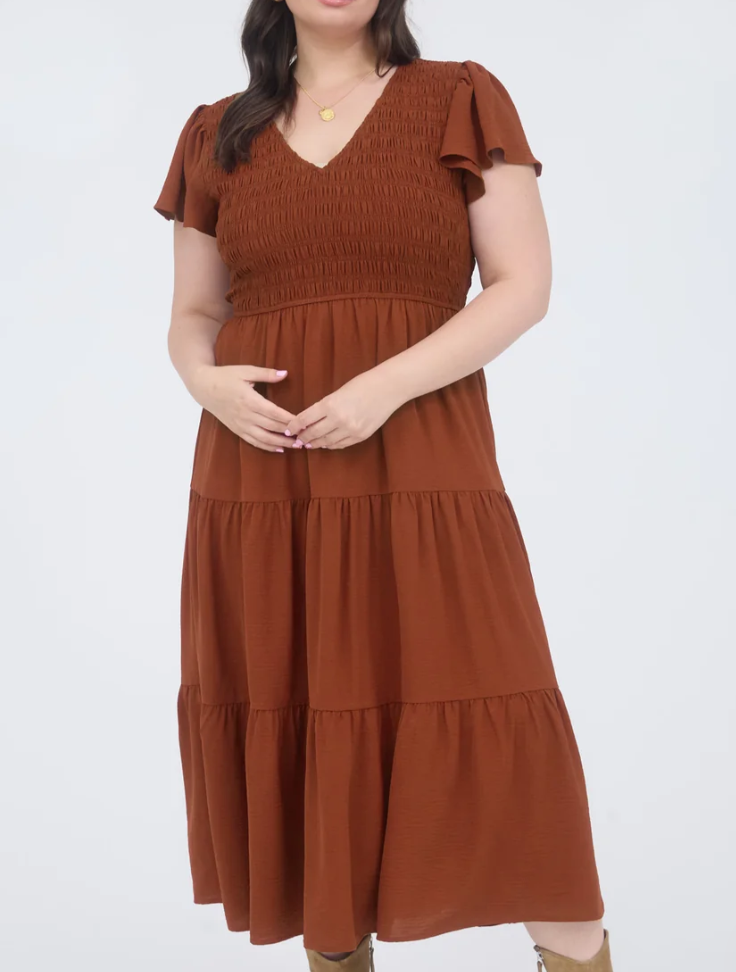 Flutter Sleeve Midi Dress